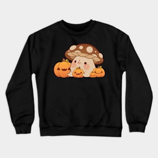 Happy Mushroom With Pumpkins Crewneck Sweatshirt